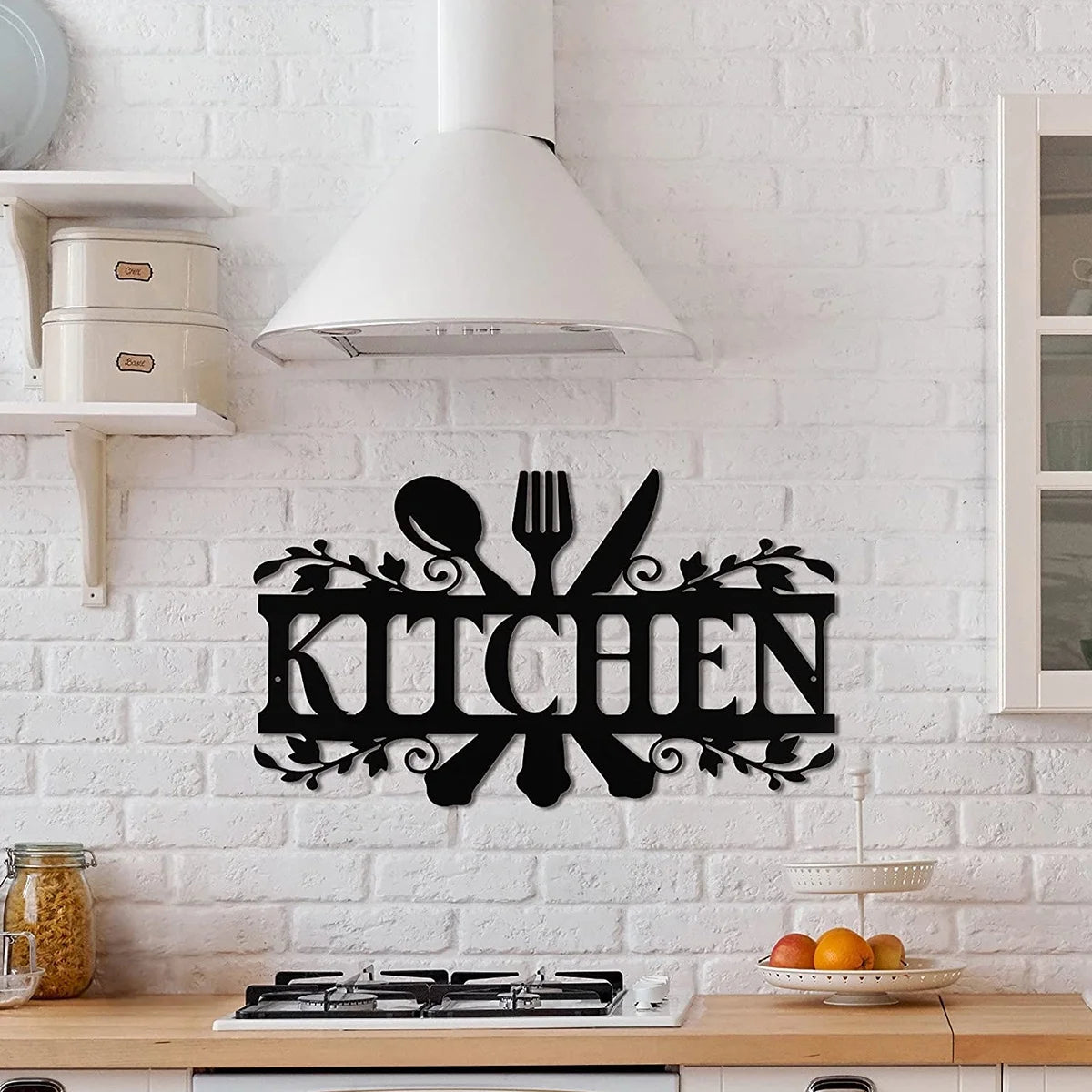 Mlfire Kitchen Metal Sign, Kitchen Signs Wall Decor Rustic Style Metal Kitchen Wall Sign, 14 X 8.8 Inches Black Kitchen Wall Sign Country Farmhouse Home Decoration for Dining Room Kitchen Décor