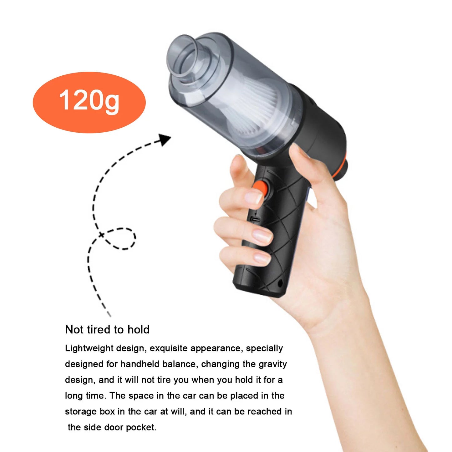 Pompotops Handheld Vacuum Cleaner, 7.28X2.17X6.1 Inch, Mini Car Cordless Vacuum Cleaner, Portable Vacuum Cleaner, Dry/Wet Handheld Vacuum Cleaner