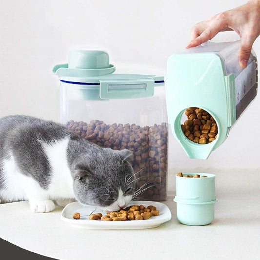 Pet Food Storage Container, Cereal Container with Airtight Design Pour Spout Measuring Swivel Cup, Bpa-Free Dry Food Dispenser for Dogs Cats Birds (Green)
