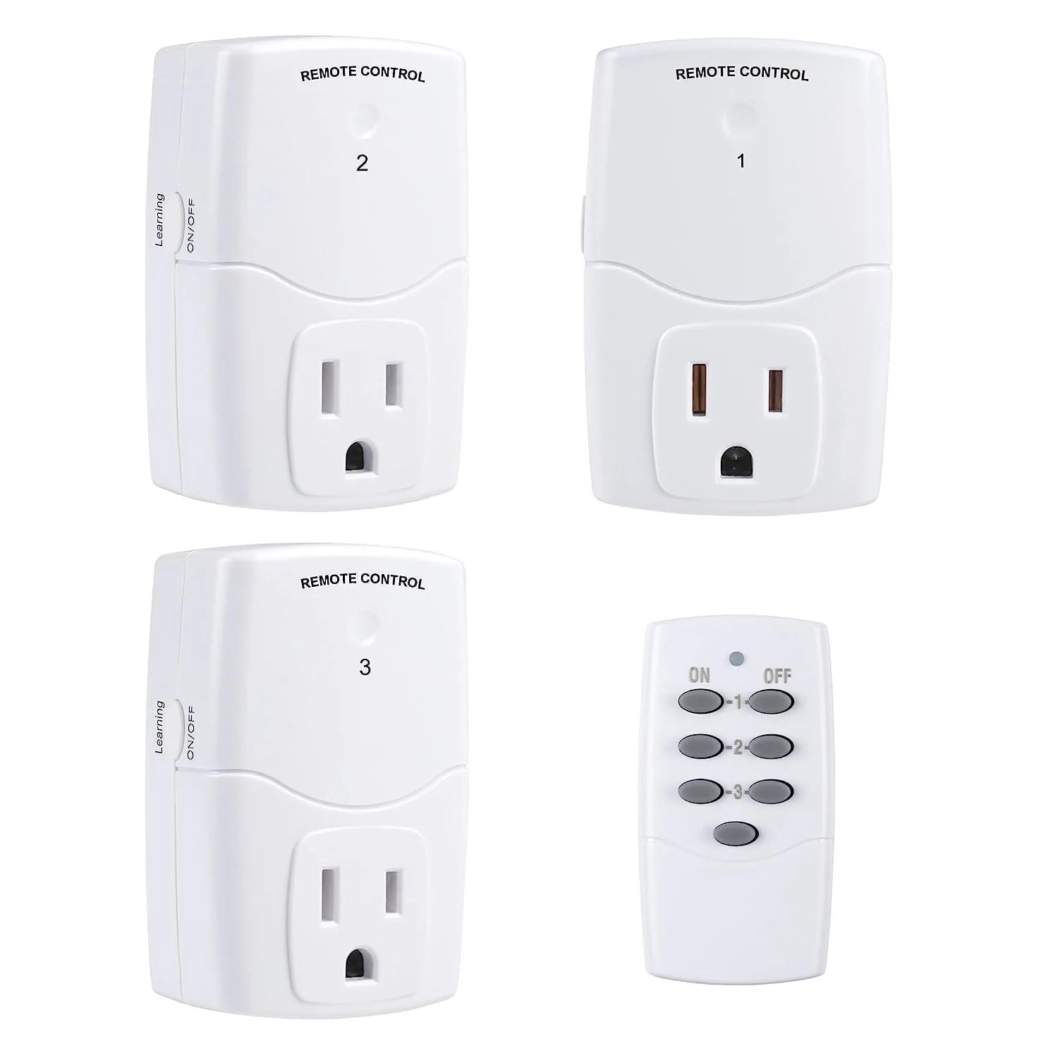BN-LINK Mini Wireless Remote Control Outlet Switch Power Plug in for Household Appliances, Wireless Remote Light Switch, LED Light Bulbs, White (1 Remote + 3 Outlet) 1250W/10A