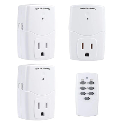 BN-LINK Mini Wireless Remote Control Outlet Switch Power Plug in for Household Appliances, Wireless Remote Light Switch, LED Light Bulbs, White (1 Remote + 3 Outlet) 1250W/10A