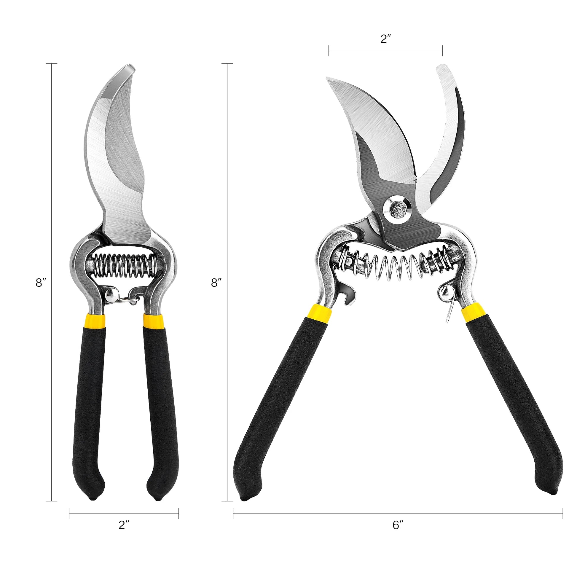 Deli Garden Pruning Shears, 8" Bypass Gardening Pruner, Garden Scissors, Garden Clippers, Black