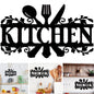 Mlfire Kitchen Metal Sign, Kitchen Signs Wall Decor Rustic Style Metal Kitchen Wall Sign, 14 X 8.8 Inches Black Kitchen Wall Sign Country Farmhouse Home Decoration for Dining Room Kitchen Décor
