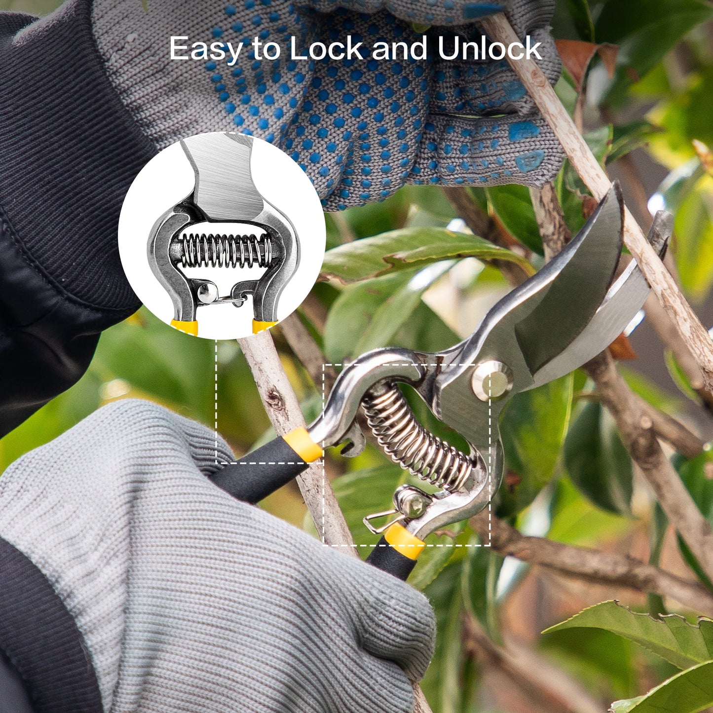 Deli Garden Pruning Shears, 8" Bypass Gardening Pruner, Garden Scissors, Garden Clippers, Black