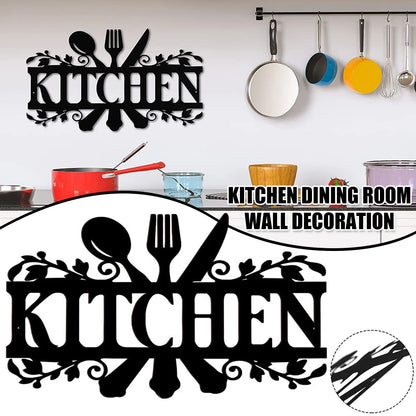 Mlfire Kitchen Metal Sign, Kitchen Signs Wall Decor Rustic Style Metal Kitchen Wall Sign, 14 X 8.8 Inches Black Kitchen Wall Sign Country Farmhouse Home Decoration for Dining Room Kitchen Décor