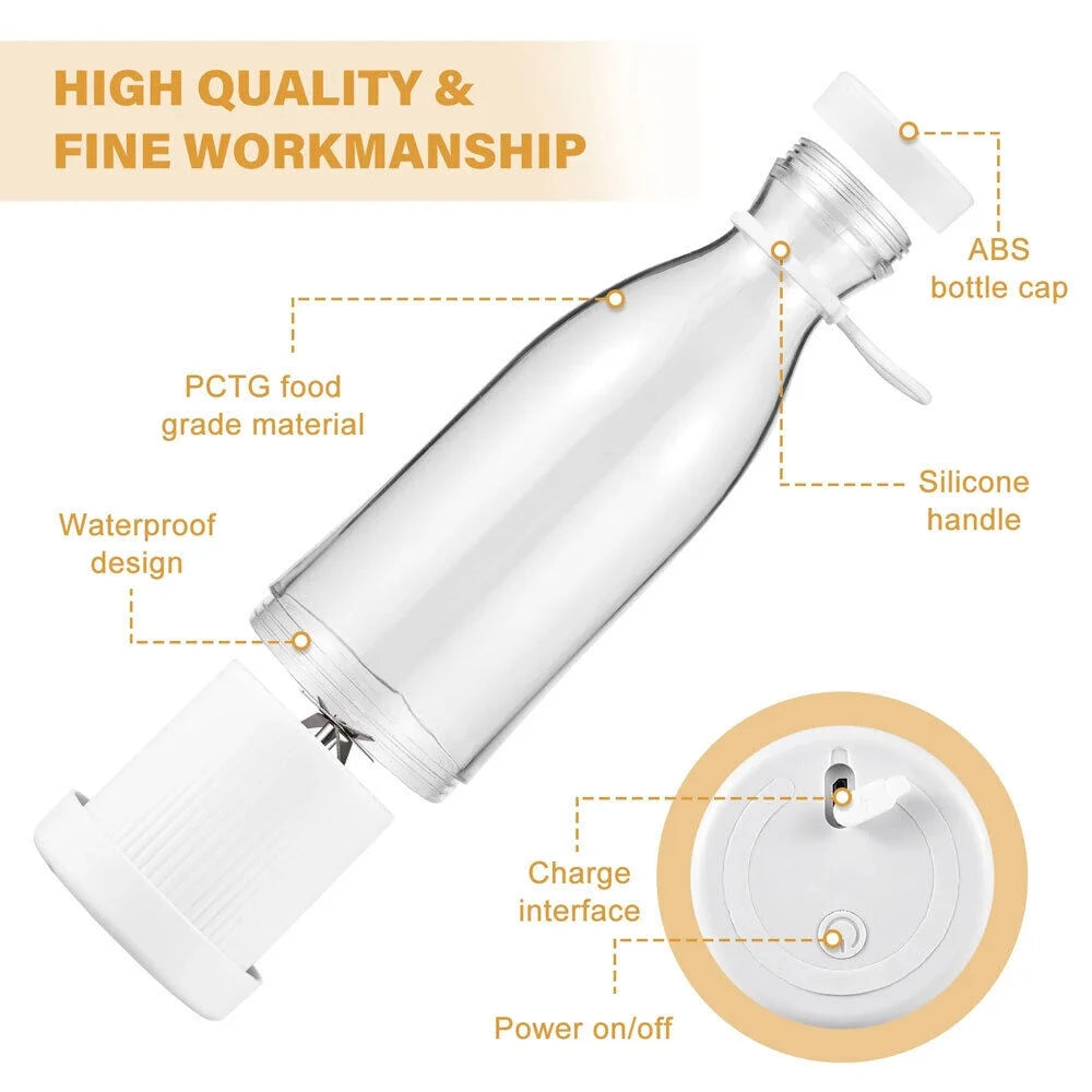 Tashhar Portable Blender 1200 Mah 420 Ml Battery Powered Blender, White