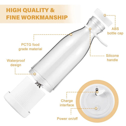 Tashhar Portable Blender 1200 Mah 420 Ml Battery Powered Blender, White