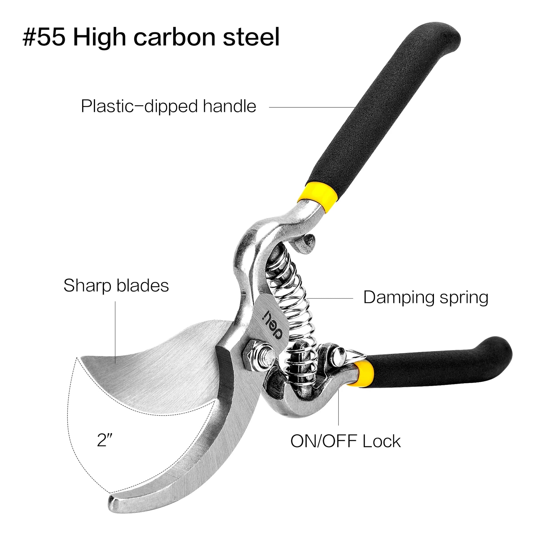 Deli Garden Pruning Shears, 8" Bypass Gardening Pruner, Garden Scissors, Garden Clippers, Black