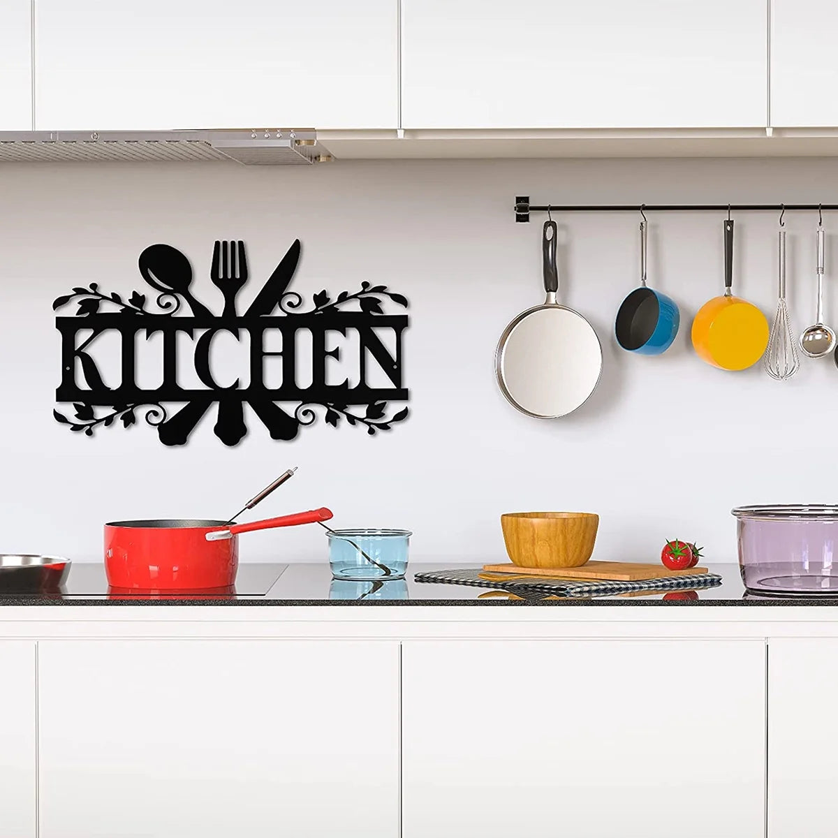 Mlfire Kitchen Metal Sign, Kitchen Signs Wall Decor Rustic Style Metal Kitchen Wall Sign, 14 X 8.8 Inches Black Kitchen Wall Sign Country Farmhouse Home Decoration for Dining Room Kitchen Décor